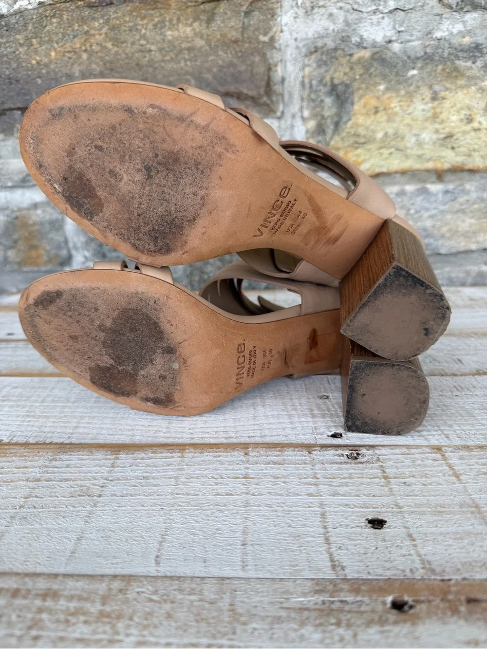 Vince Beige/Tan Strappy Cutout High Heel Sandals